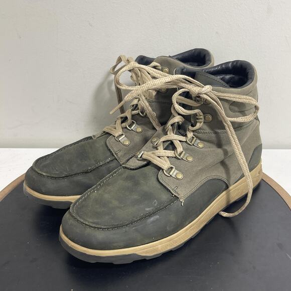 Chaco Boots Mens Size 9.5 Green Olive Gray‎ Suede Leather Hiking Outdoor Shoes - Picture 4 of 11